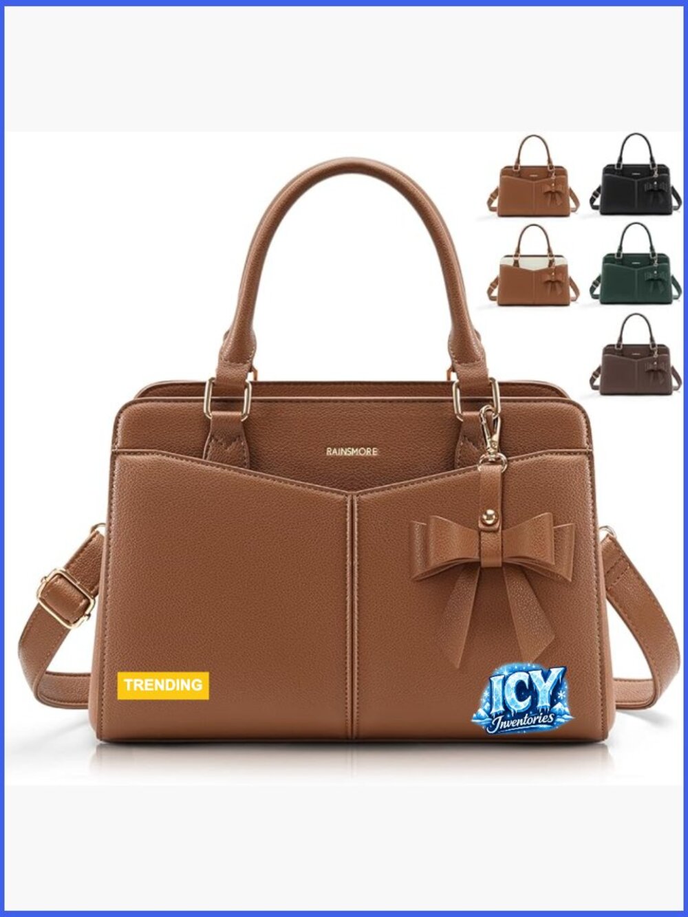 PU Leather Satchel Purse - Structured Work Handbag with Shoulder Strap